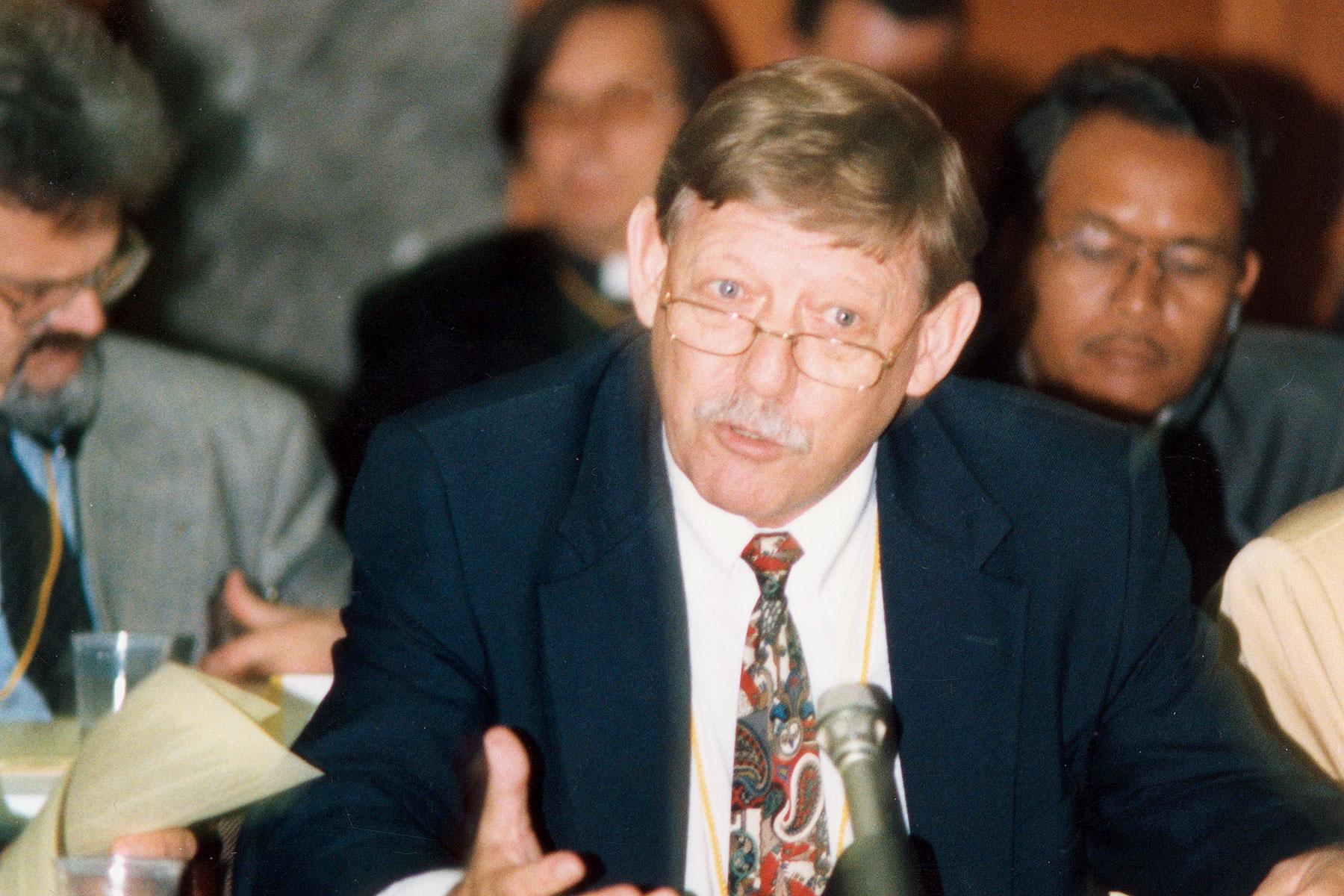 LWF Vice-President Rev. Huberto Kirchheim, during the 1998 LWF Council meeting in Geneva. Photo: LWF/C. RothenbÃ¼hler