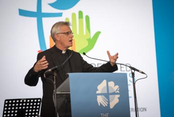 The Lutheran World Federation (LWF) General Secretary Rev. Dr Martin Junge, addressing the 800 participants from LWF’s 145 member churches at the Twelfth Assembly. Photo: LWF/Albin Hillert