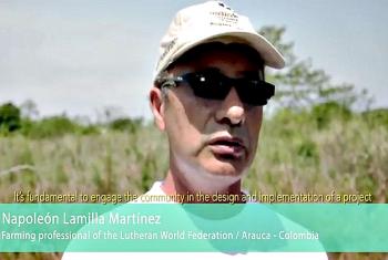 Farming professional discusses the importance of working with communities in designing projects.  Photo:  LWF Columbia