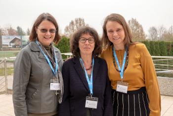 (From left) Judith VanOsdol, LWF program executive for gender justice and women’s empowerment; Kathrin Wallrabe, ELCS equal opportunities officer and WICAS regional coordinator for Central Western Europe; Bettina Westfeld, LWF Council member and vice-president of the ELCS synod. Photo: LWF/A. Danielsson