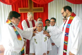 Rev. Gilberto Mora Quesada said the church ordained Teresa Guadamuz “based on merit and maturity” after a long and sometimes difficult process, in which she always stood firm. Photo: ILCO/Rodolfo Mena Vargas