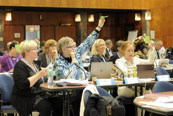 Members of the 2015 Council approve two key positions in the LWF Communion Office. Photo: LWF/Helen Putsman
