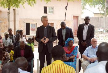 The LWF Council expressed appreciation to the General Secretary Rev. Dr Martin Junge for his solidarity visit to northern Nigeria in March this year. The LWF delegation included LCCN's Titi Malik (seated to Junge's left). Photo: Jfaden Multimedia