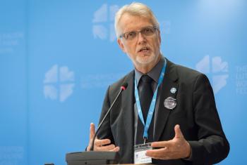 LWF General Secretary Rev. Dr Martin Junge, presents his report to the 2019 Council meeting Photo: LWF/Albin Hillert