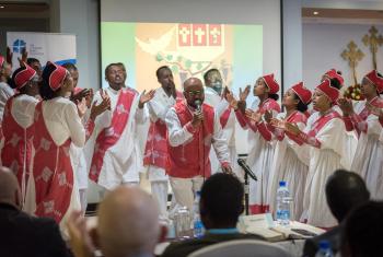 A vibrant performance by the Yetsedik Tsehay choir of the Ethiopian Evangelical Church Mekane Yesus set the stage, as the consultation ’We believe in the Holy Spirit: Global Perspectives on Lutheran Identities'  opened. Photo: LWF/Albin Hillert