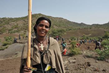 Ms Birzegen Yiman on the conservation site at Lalibela, Ethiopia. Photo: LWF/C. Kästner