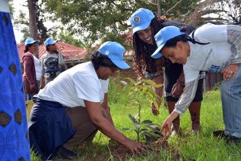 EECMY staff take part in the country-wide initiative to plant trees as part of the church’s commitment to care for creation and mitigate against climate change. Photo: EECMY/Abeya Wakwoya