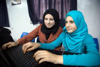 Young women in a Peace Oasis computer workshop. Photo: LWF/ M. de la Guardia