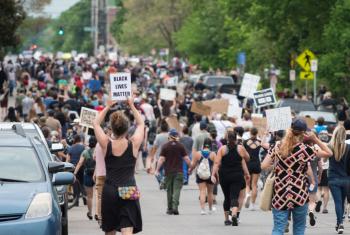 People gathered in Minneapolis to call for justice for George Floyd. Photo: Fibonacci Blue