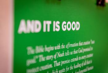 One of the panels of the “And It Is Good” photo exhibition. Photo: LWF/S. Gallay