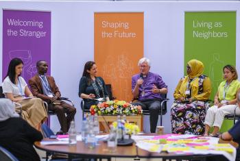 Religious leaders join young faith actors working in refugee welcome and integration for a two-day interfaith conference entitled ‘Welcoming the Stranger, Living as Neighbors’. All Photos: LWF/M. Renaux
