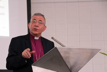 LWF President Bishop Dr. Munib A. Younan speaking at the Martin Luther Forum Ruhr. Photo: LWF/GNC