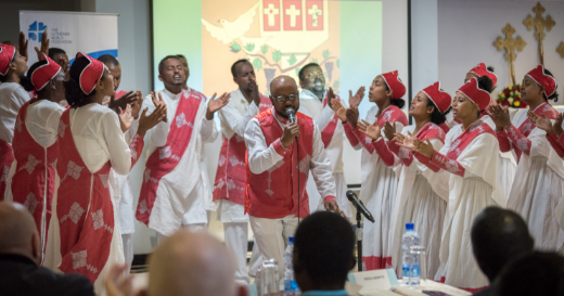Auftritt des Yetsedik Tsehay-Chors der Äthiopischen Evangelischen Kirche Mekane Yesus. Foto: LWB/Albin Hillert 
