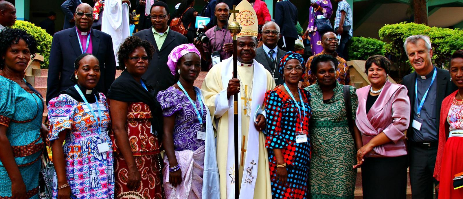 Bishop Malasusa, centre, with members of the LWF Council