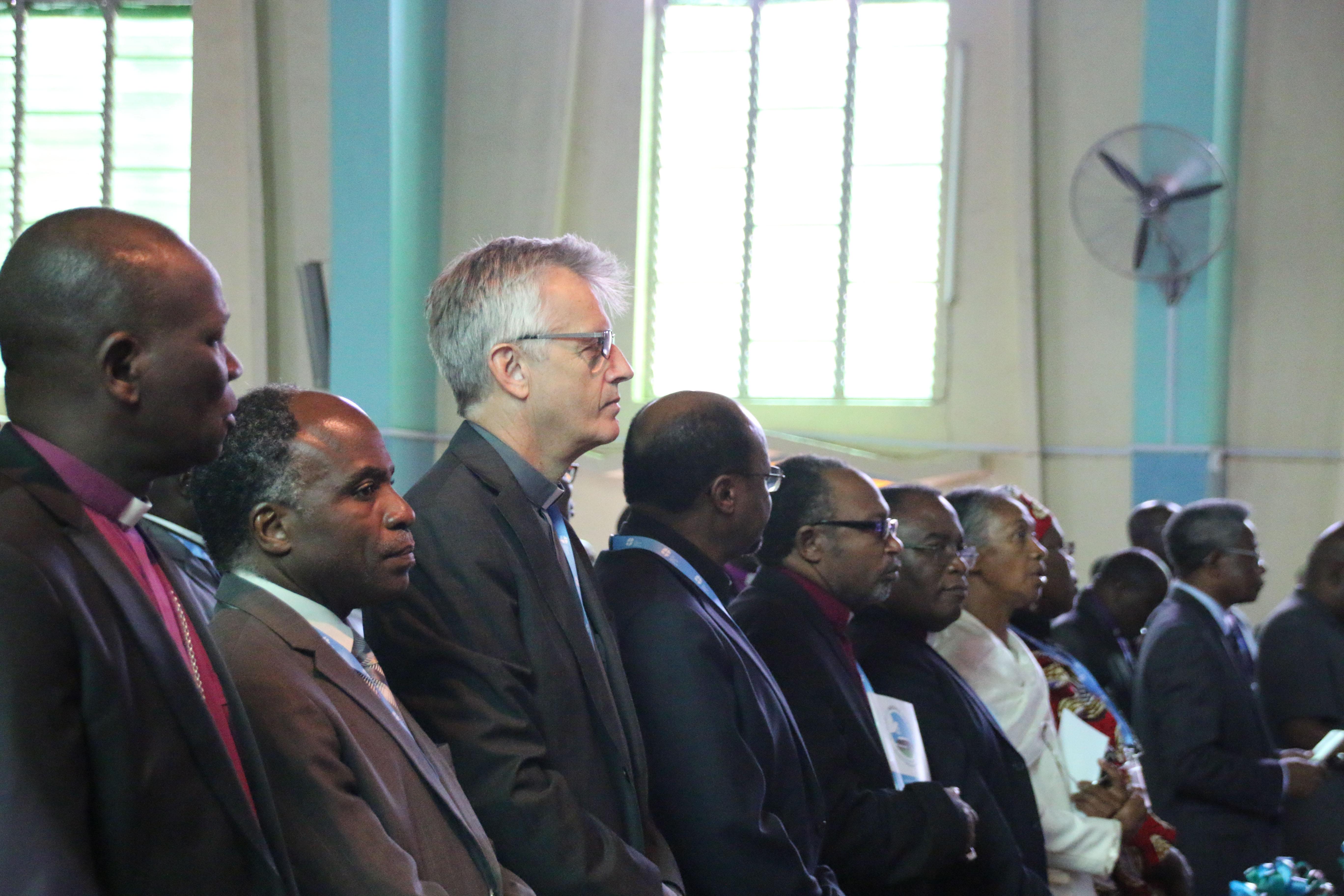 LWF General Secretary Rev. Martin Junge worships among several Lutheran leaders and ecumenical partners from around the world. Photo: Allison Westerhoff
