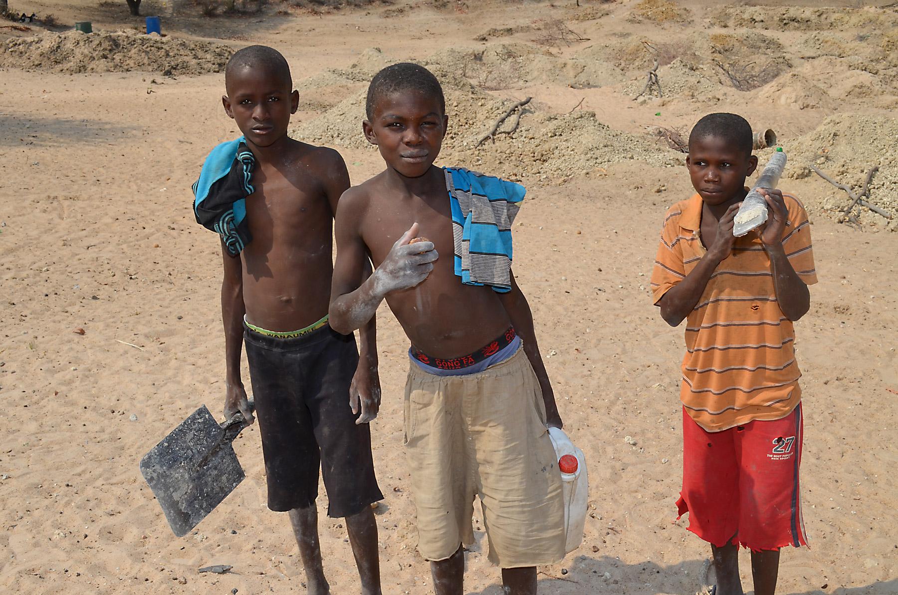 Young boys look for water in southern Angola. Photo: Nzakumiena Daniel