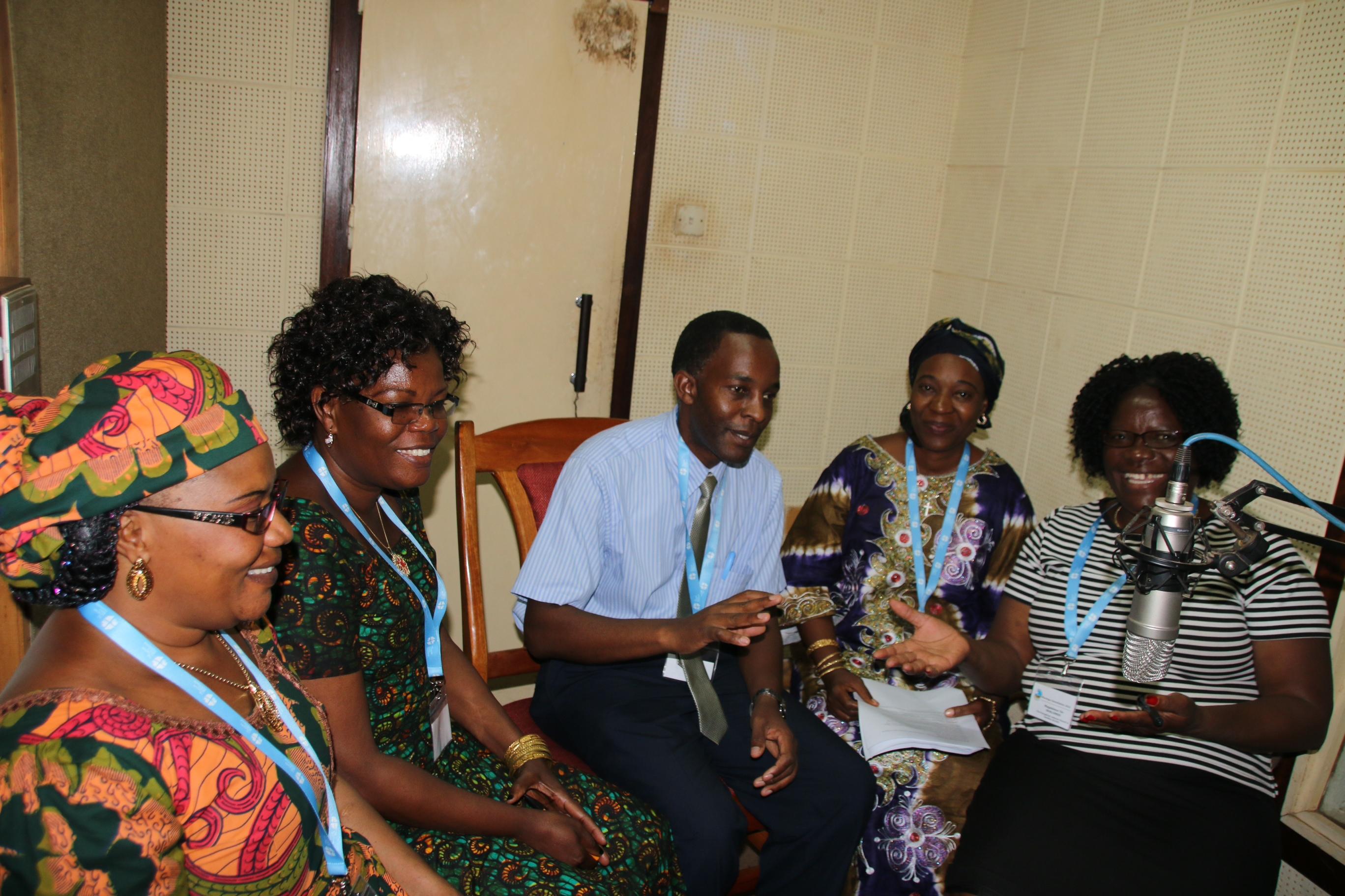Lutheran women take to the airwaves in Moshi, Tanzania, with a message that women's rights must be upheld. Photo: LWF/Tsion Alemayehu