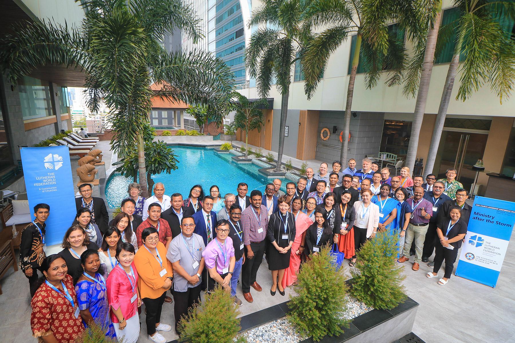 Participants in the Asia Church Leadership Conference gather outside the conference venue in Bangkok, Thailand. Photo: LWF/J.C. ValerianoÂ 
