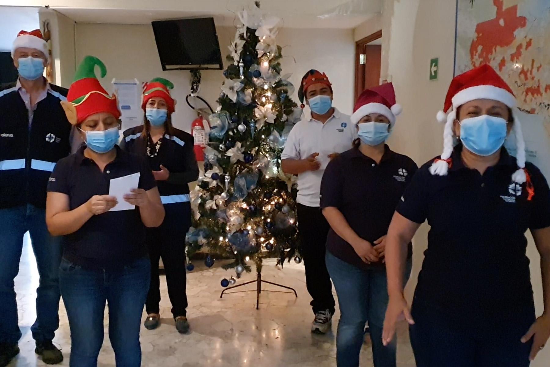 The LWF World Service Central America team, performing a hymn in the main office in San Salvador. Photo: LWF Central America