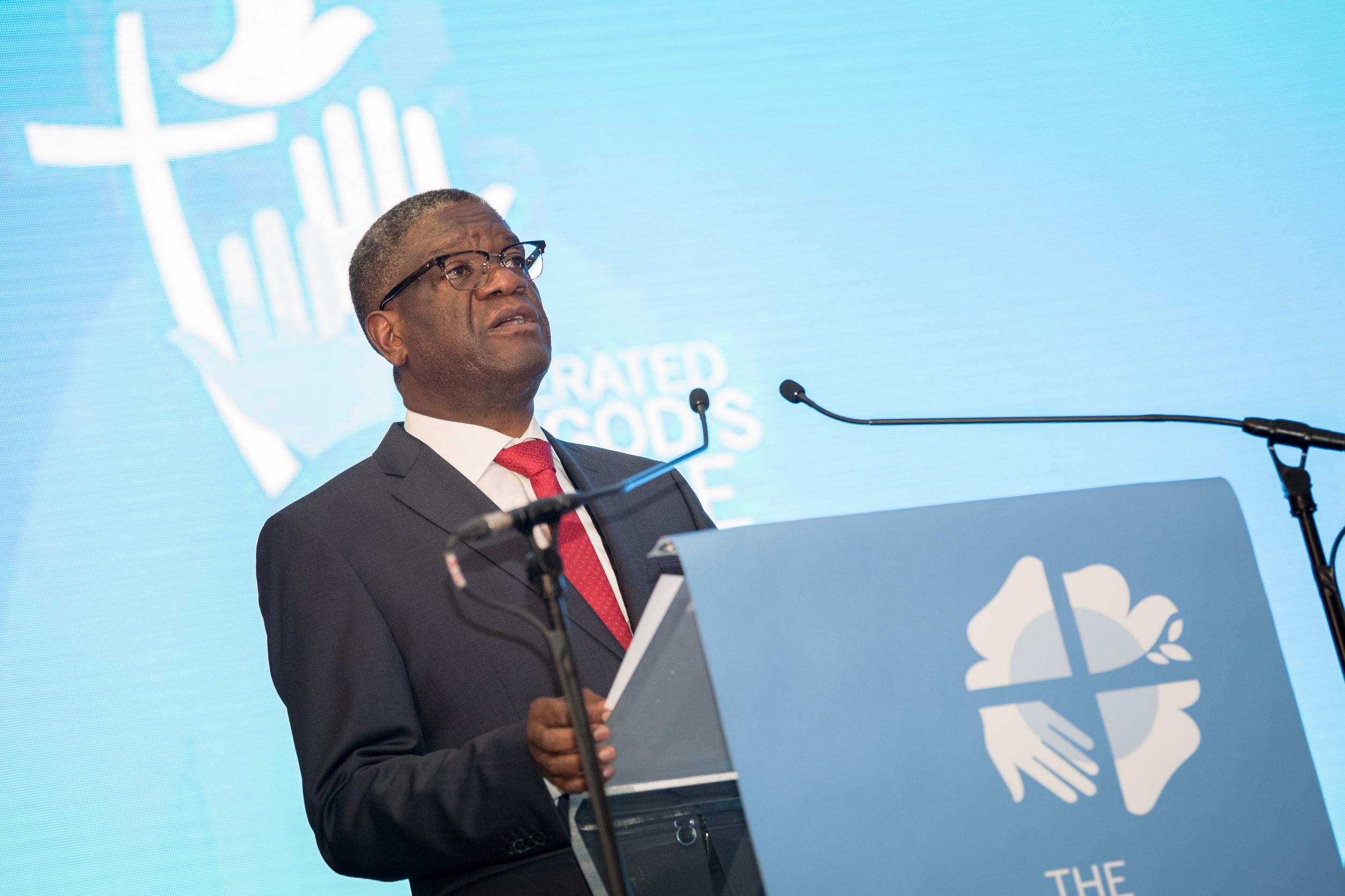 Keynote speech at the LWF Twelfth Assembly by Congolese surgeon Dr Denis Mukwege. Photo: LWF/Albin Hillert