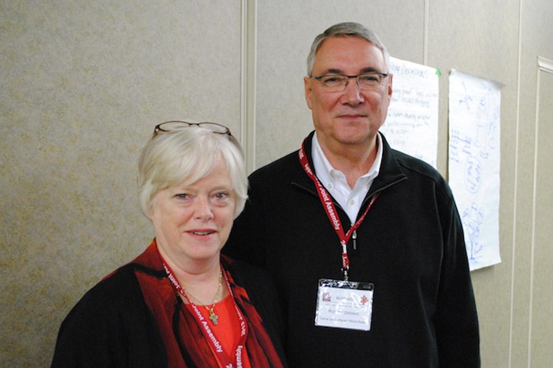 PWRDF director Adele Finney and CLWR director Robert Granke at Canada's National Church Council. Photo: André Forget
