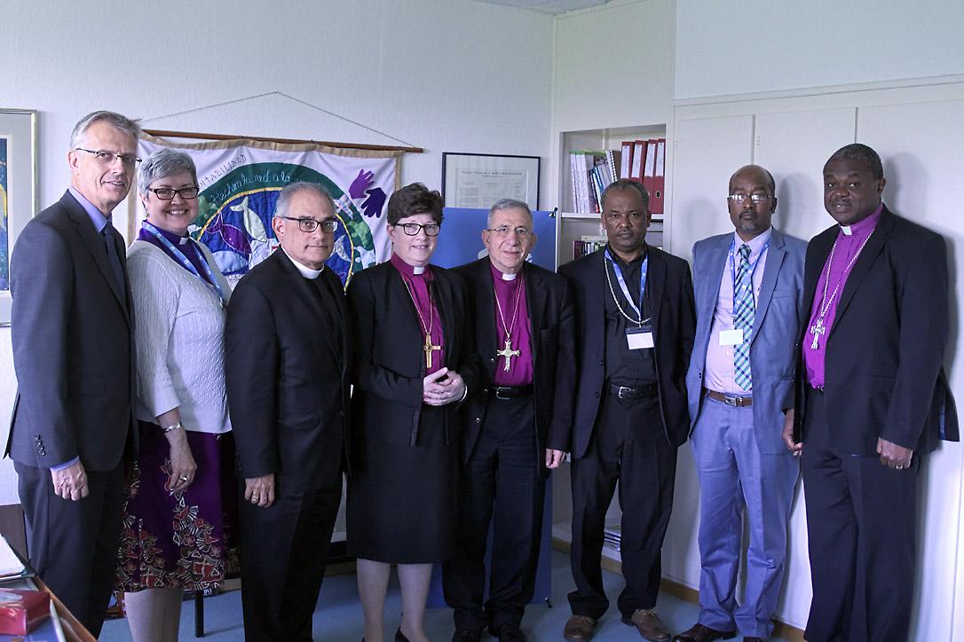 Participants of the signing ceremony between EECMY â DASSC and ELCA Global Mission to resume cooperation on ongoing projects in the field of Diakonia. Photo: LWF/S. Gallay