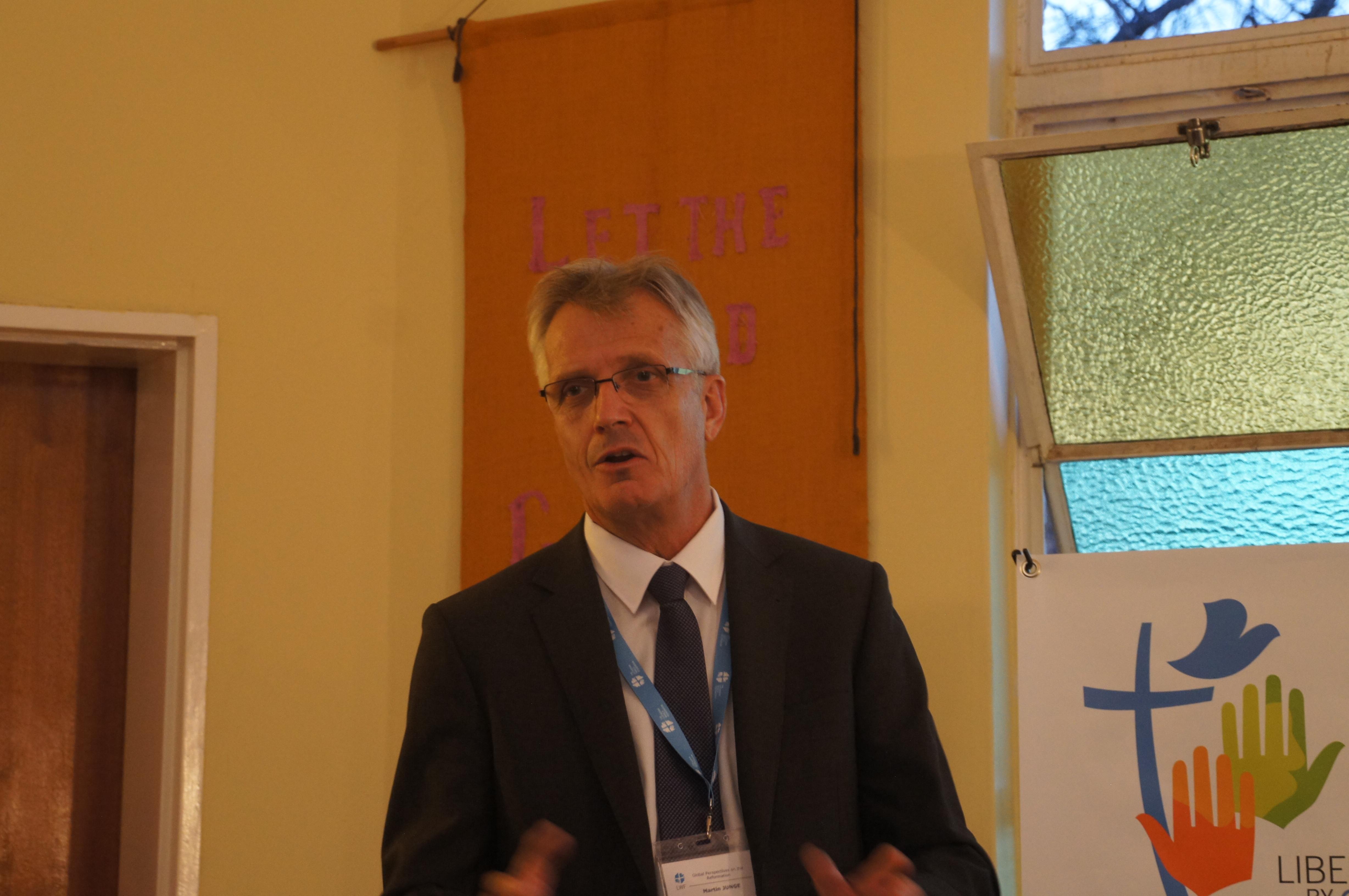 LWF General Secretary Rev. Dr Martin Junge tells participants at the Global Perspectives on the Reformation conference: uphold the importance of freedom as a key insight of Lutheran Reformation.  Photo: LWF/I. Benesch 