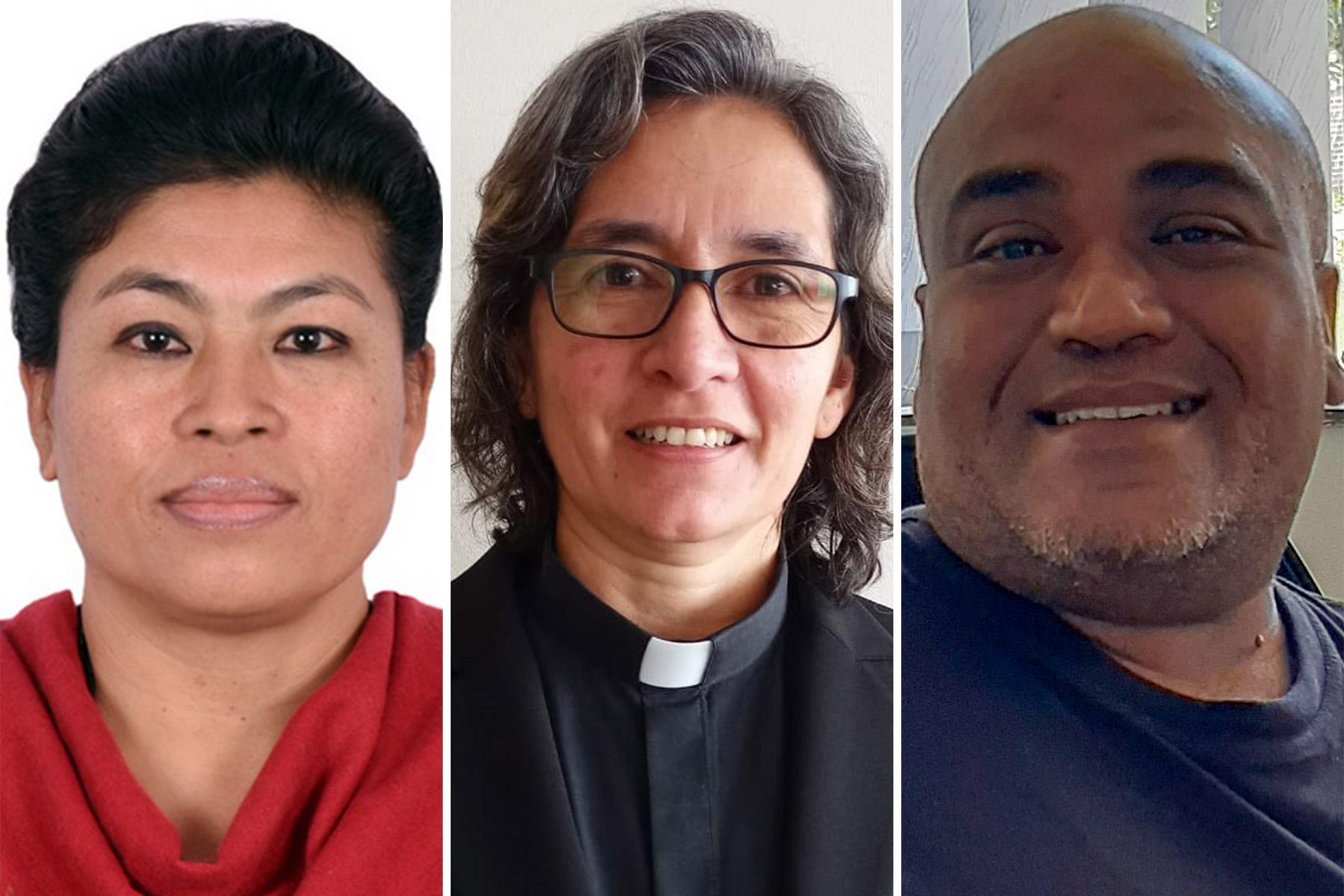 Dr Bijaya Bajracharya, Country Director of LWF Nepal, Rev. Liria Consuelo Preciado of the Evangelical Lutheran Church in Colombia and Rev. Denver Grauman of the Moravian Church in South Africa shared experiences of their work to combat gender-based violence. Photos: Panelistsâ own.