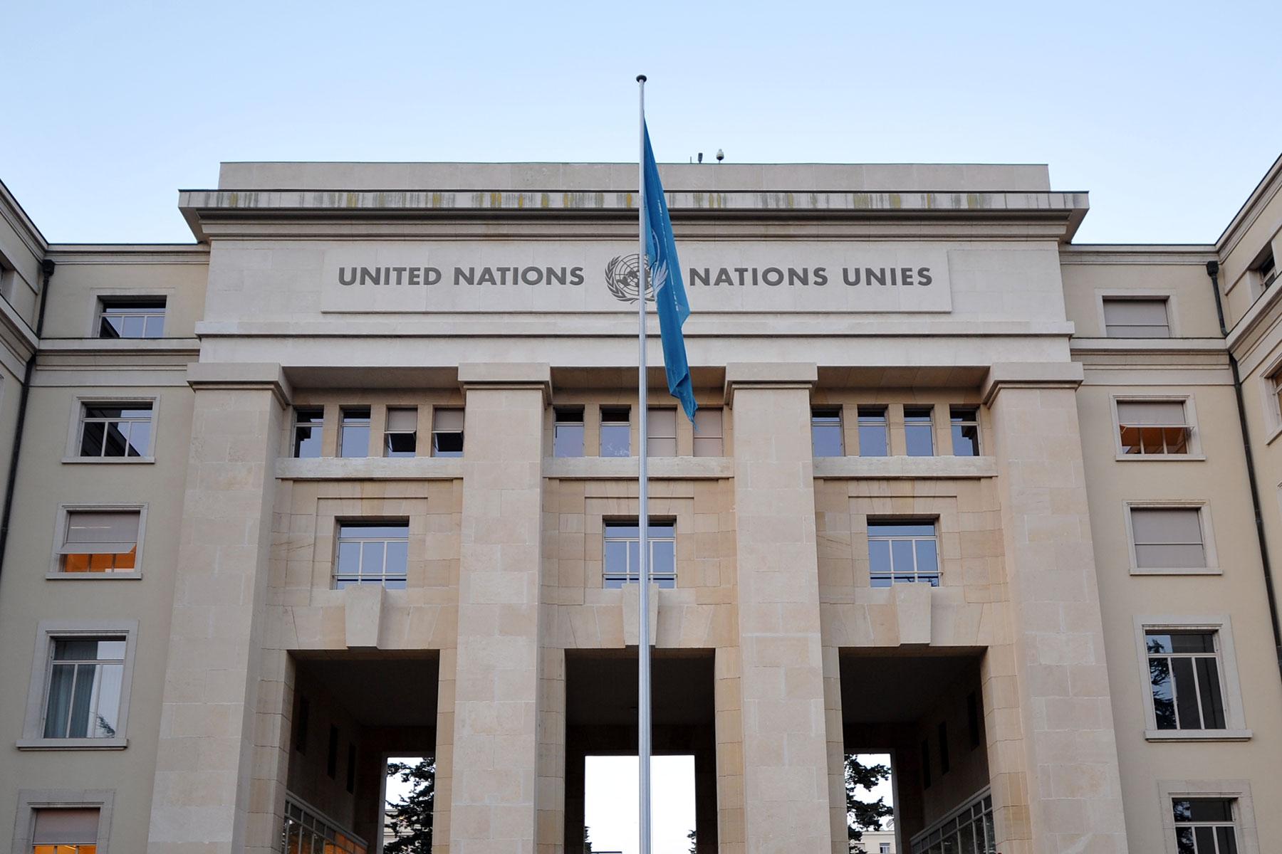 Der Palast der Nationen in Genf, in dem der Menschenrechtsrat tagt. Aufgrund der Pandemie fand das Webinar online statt. Foto: LWB/C. Kästner