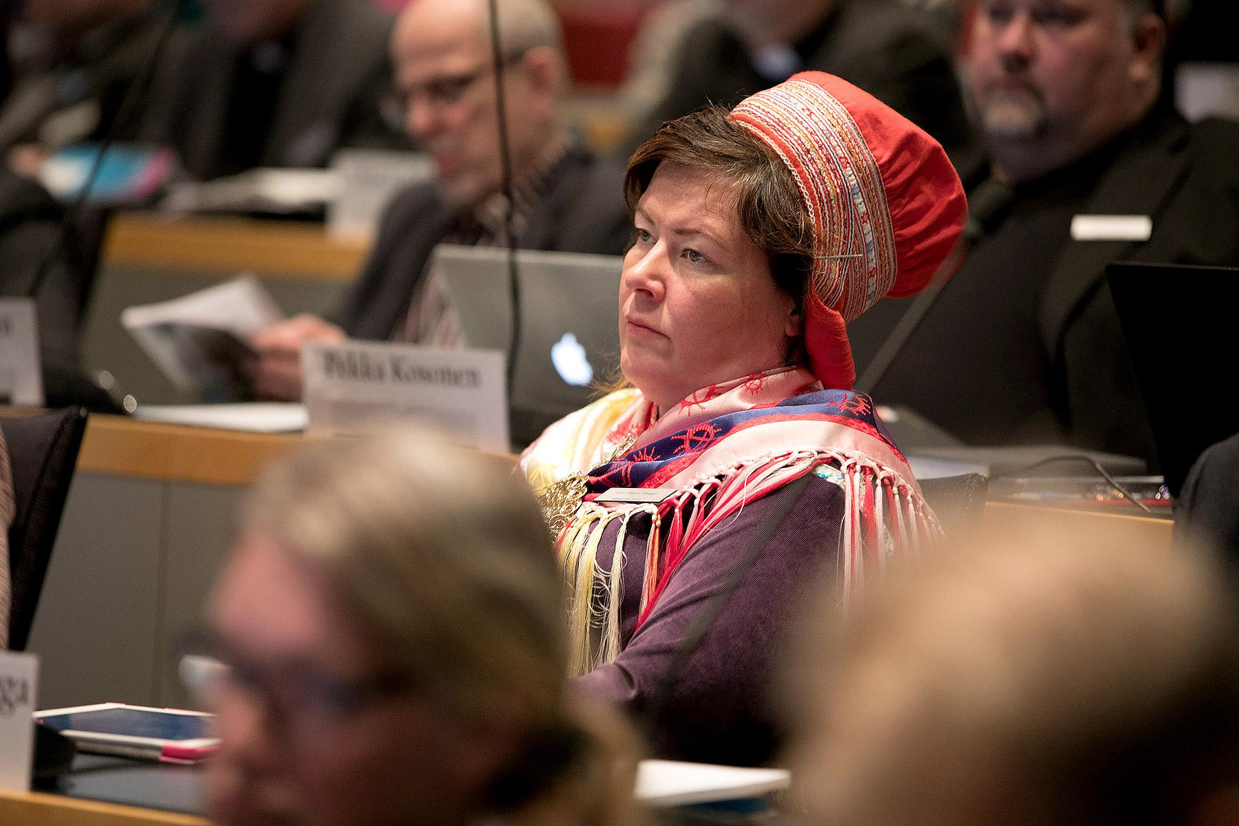 Ulla-Maarit Magga, Mitglied der ELKF-Generalsynode und Sami-Parlamentarierin. Foto: Aarne Ormio
