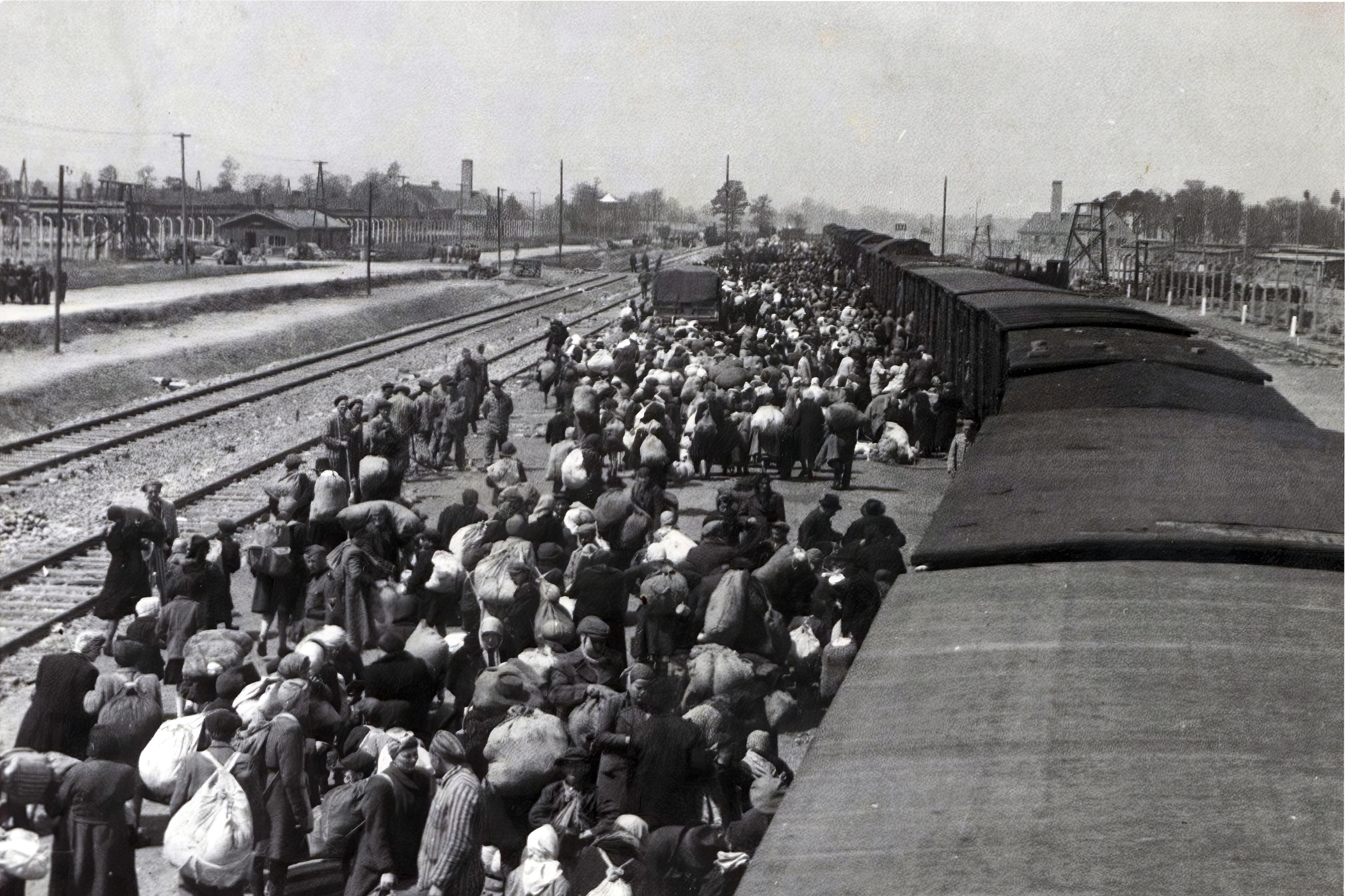 Deported Jews arrive at the concentration camp of Auschwitz / Birkenau / 1944. Credit: Fortepan / Lili Jacob