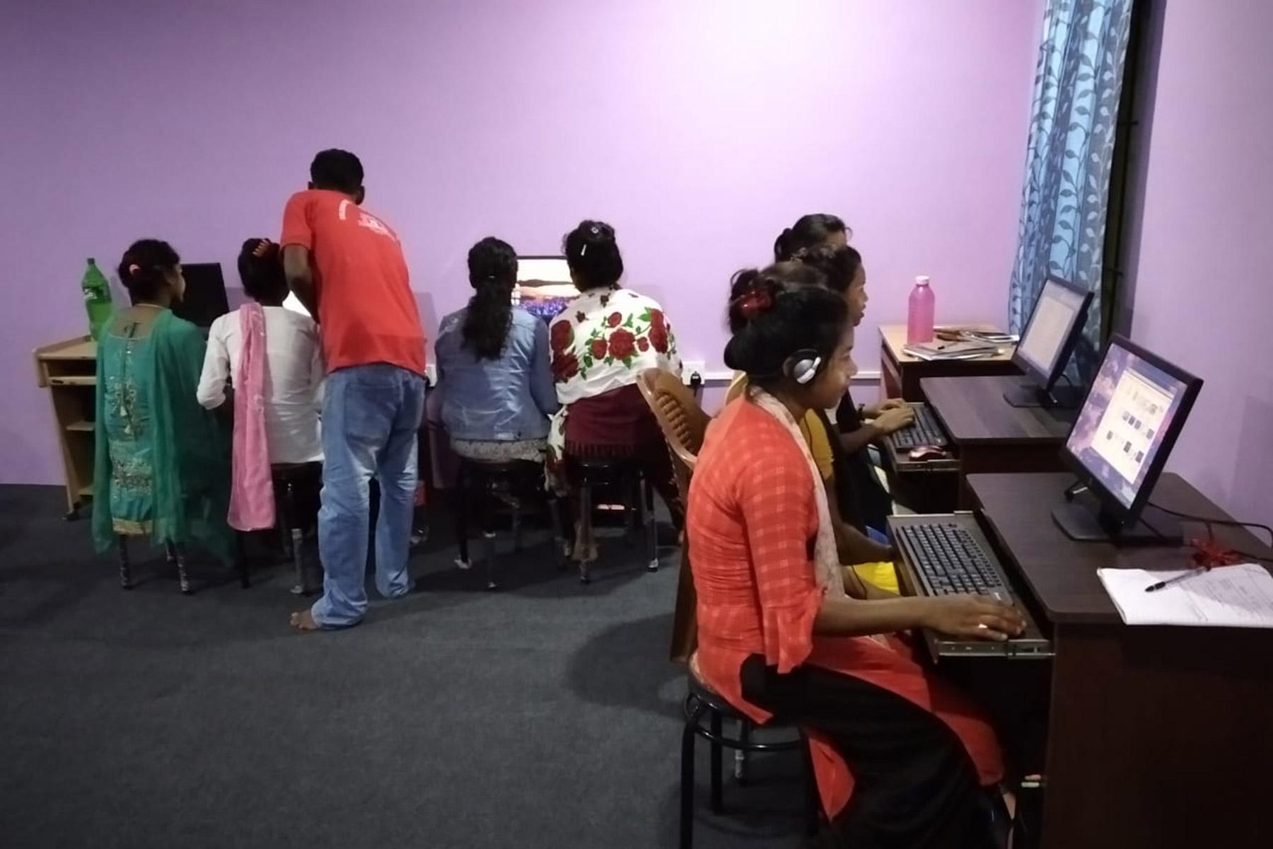 The first group of eight students at the new ICT center of the Nepal Evangelical Lutheran Church in the southeastern city of Biratnagar. Photo: NELC