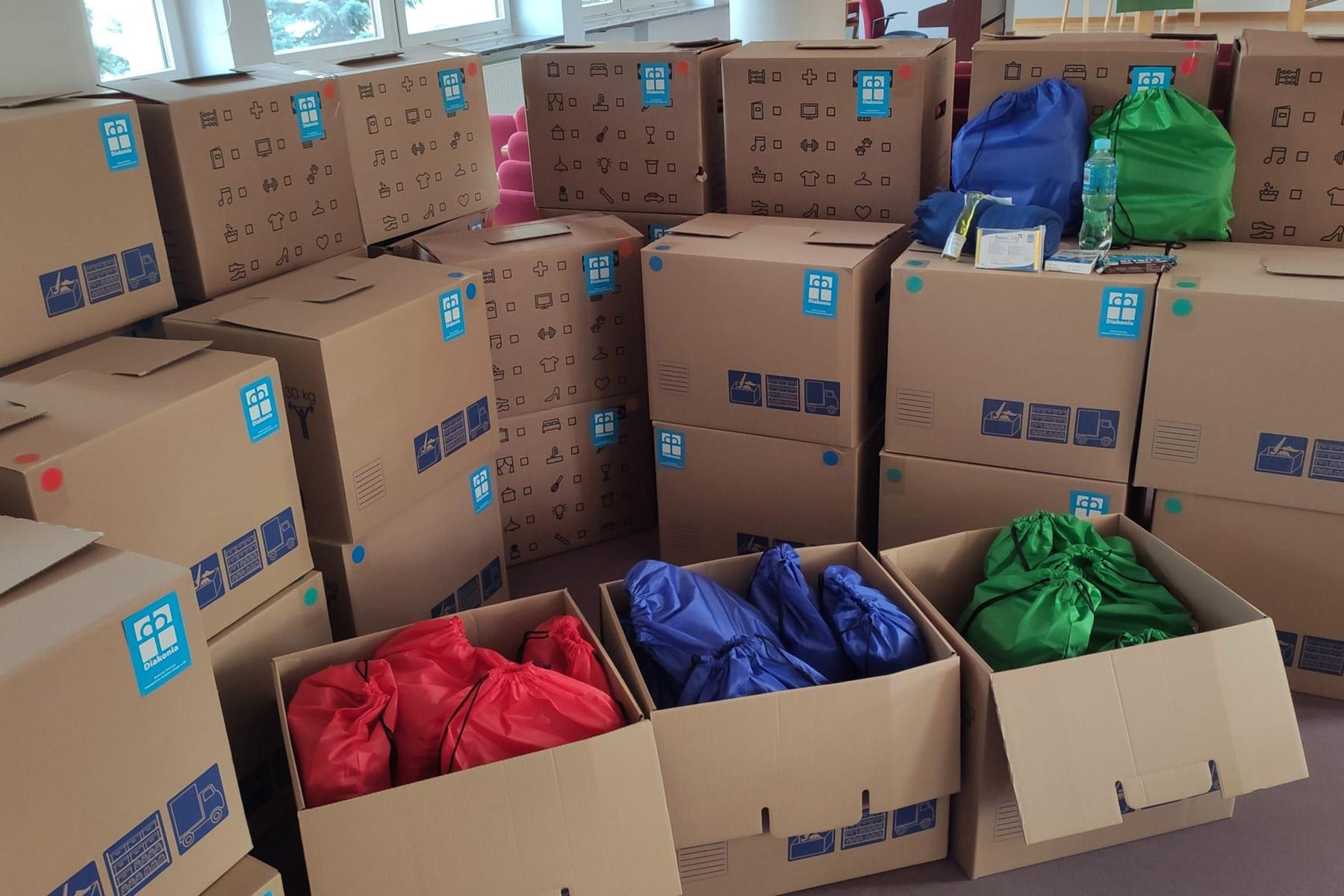 Supplies ready for distribution to the hospital and detention center at the border of Poland and Belarus where thousands of migrants are stranded. Photo: Diaconia Poland