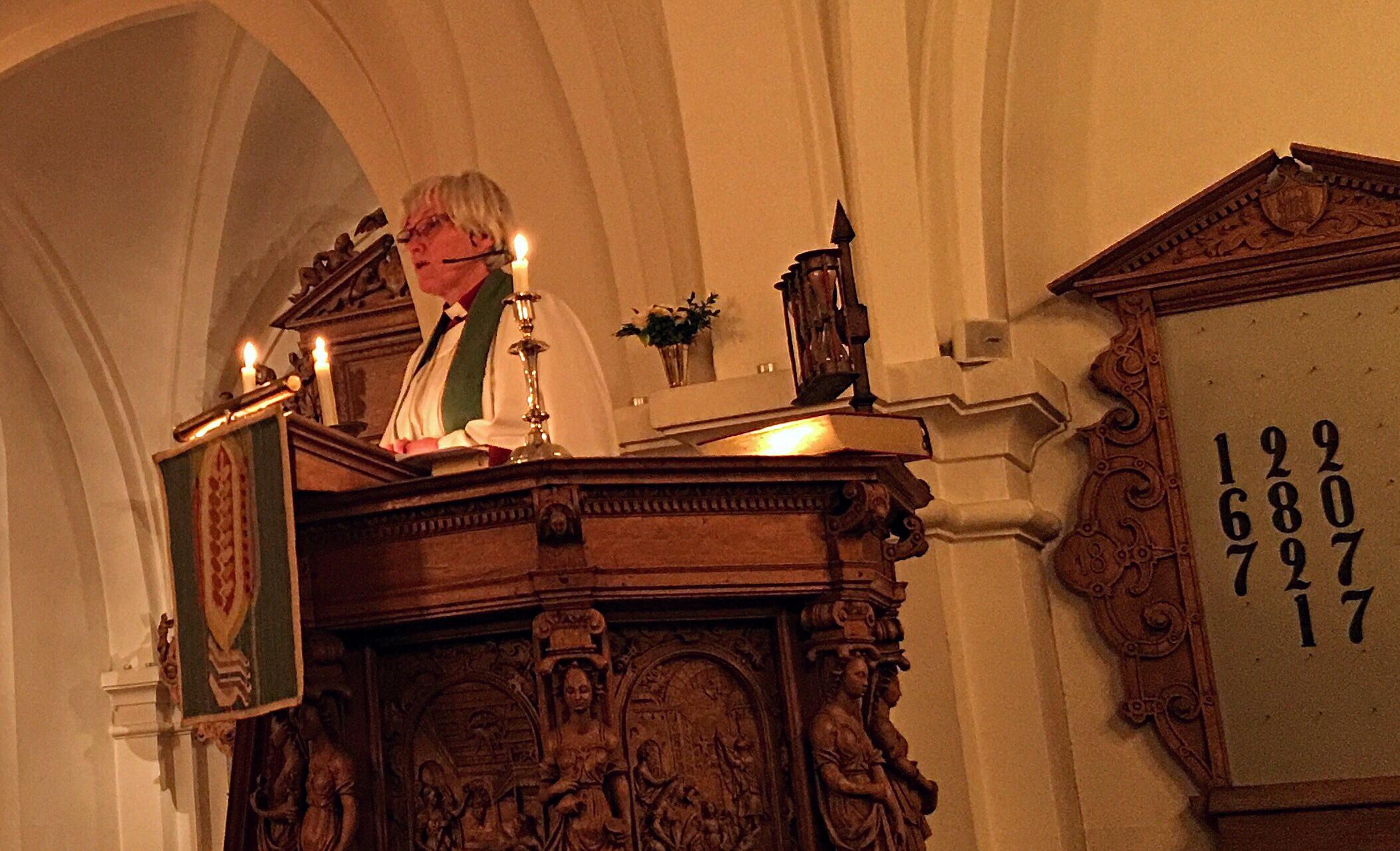 Die schwedische Erzbischöfin Antje Jackelén predigt zur Eröffnung der Vorbereitenden Konsulation in Europa. Foto: LWB/A. Daníelsson