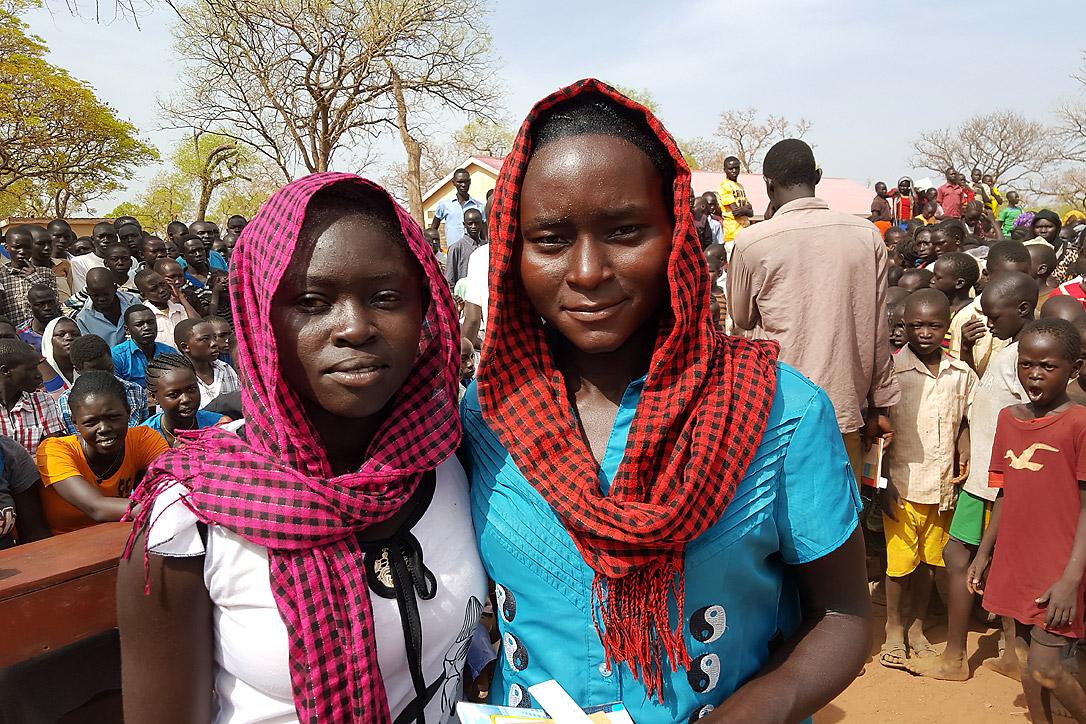 Randa Osman Al-Majalis (left) and Rebecca Makki (right), two of the top five students from Ajoung Thok awarded by the ministry. Photo: LWF/ A. Mwaura