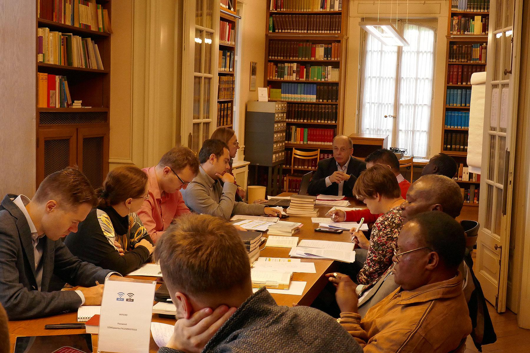 Participants of the first seminar âStudying Ecumenism in Strasbourgâ during one of the intensive working sessions. Photo: Elke Leypold, Institute for Ecumenical Research