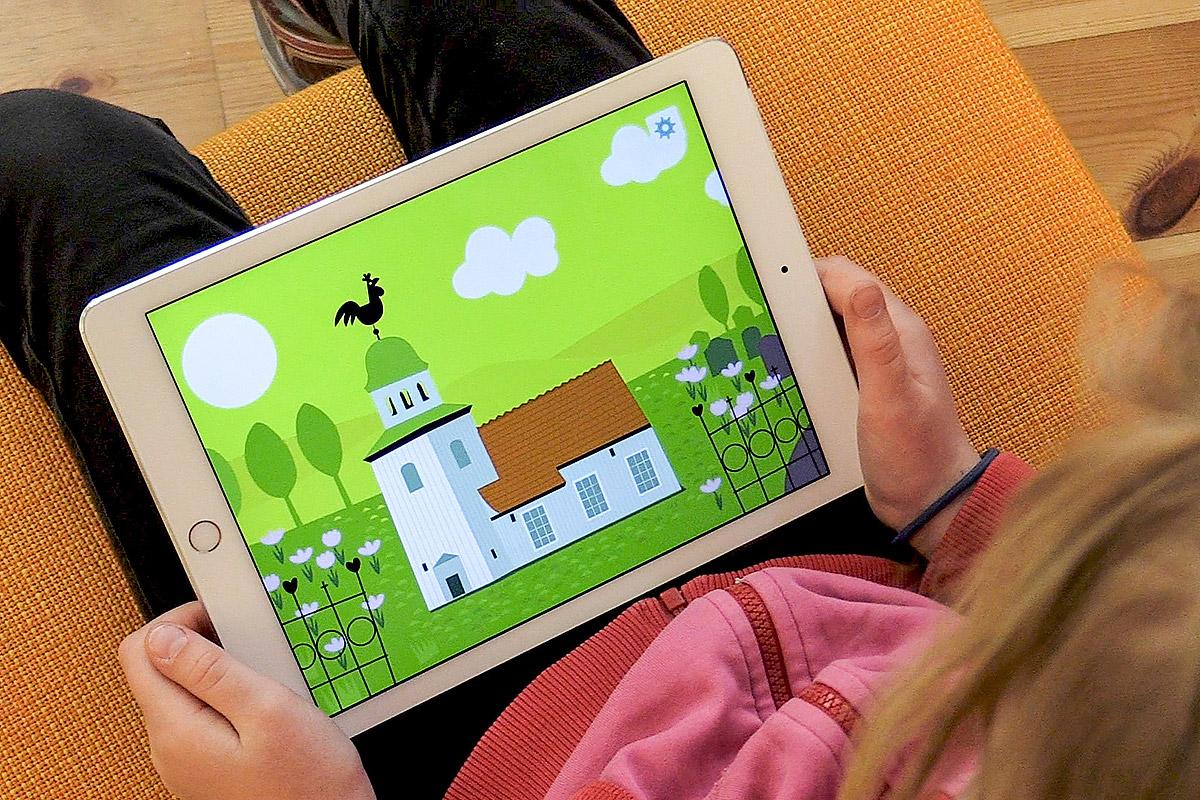 Child using the application, developped by the Church of Sweden. Photo: Church of Sweden