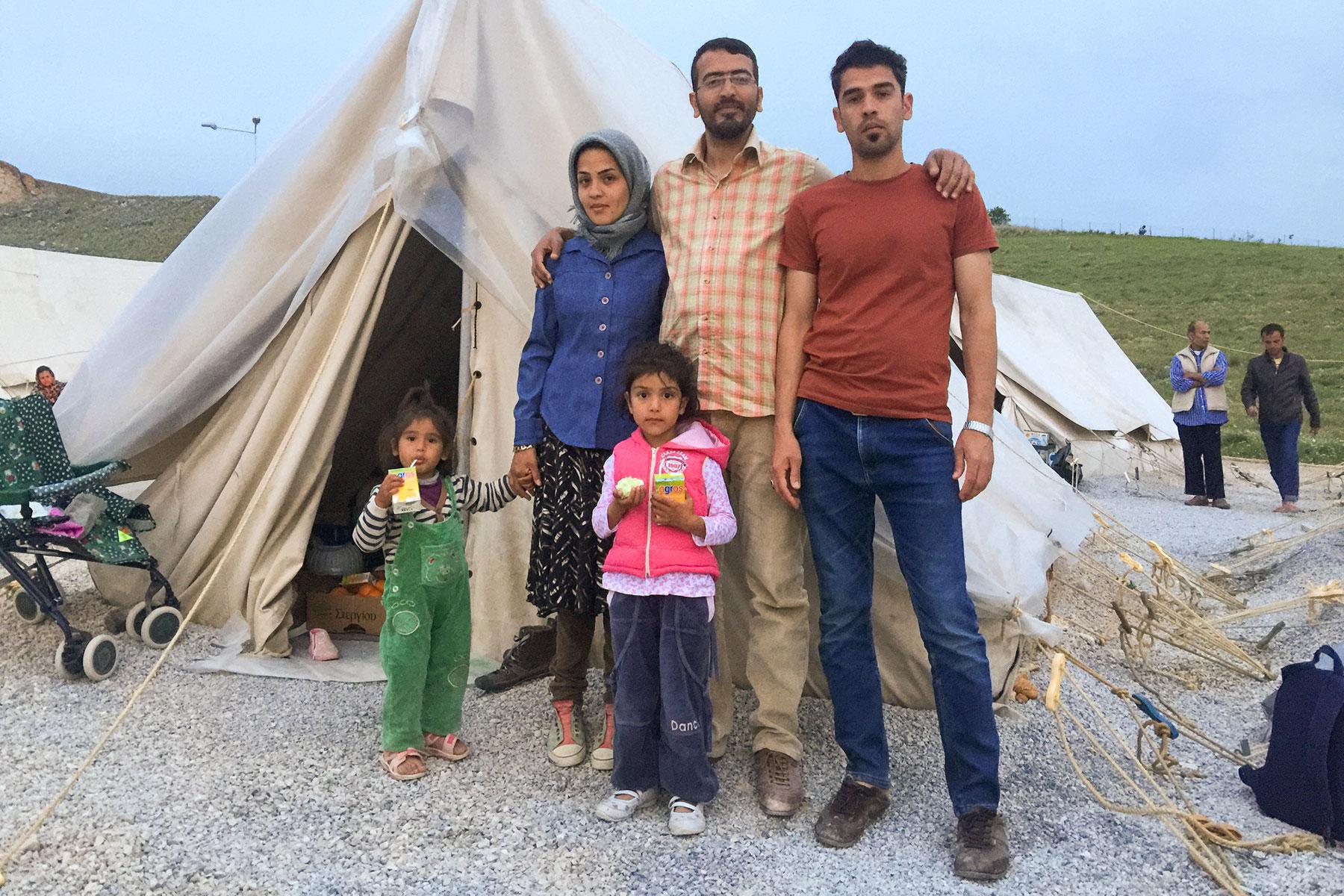 An Afghan refugee family in a Greek refugee camp, 2015. Photo: LWF/ J. Schreier