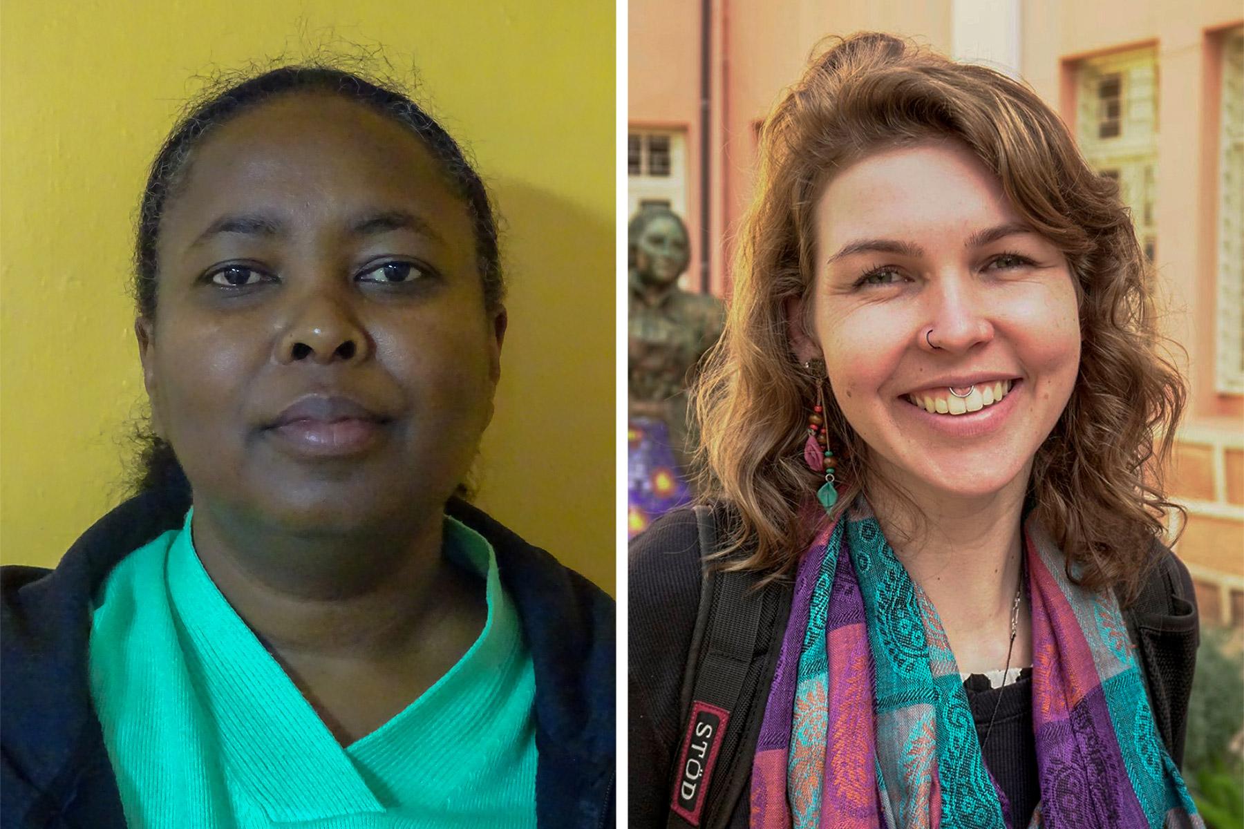 Zu den Teilnehmenden der Online-Schulung gehörten Lillian W. Kantai vom LWB-Programm Kenia-Somalia (links) und Sabrina Senger von der Evangelischen Kirche Lutherischen Bekenntnisses in Brasilien. Fotos: privat