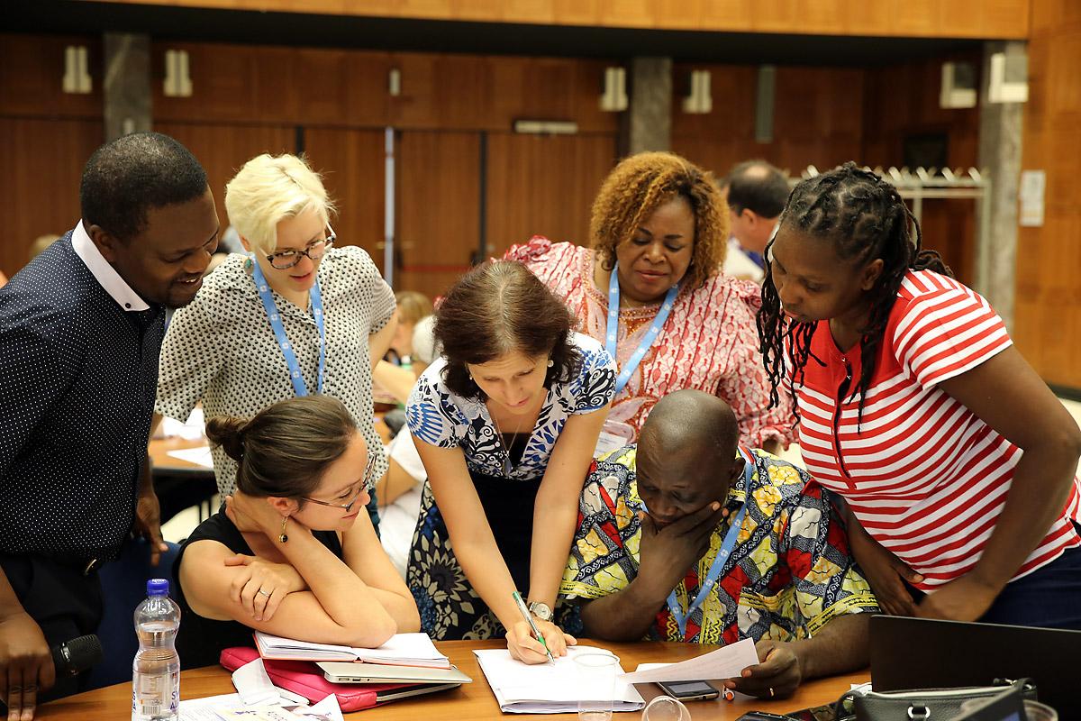 Participants in a group meeting at the faith-based organizations' training on advocacy for women's human rights, co-hosted by the LWF and other FBOs. Photo: LWF/Peter Kenny