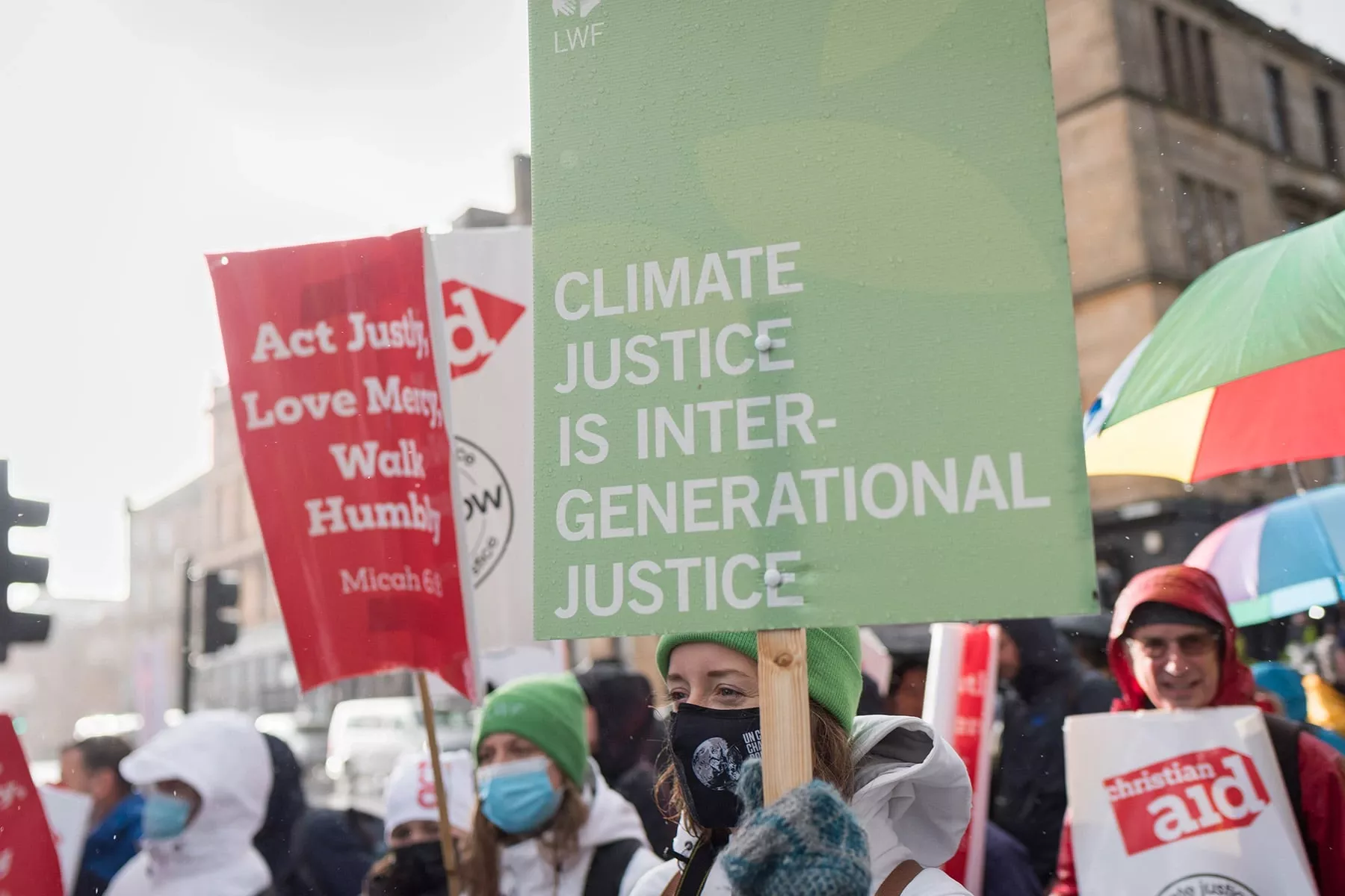 Since 2011, young people have represented the LWF at the UN climate change conferences COP, advocating for climate and intergenerational justice. Last year they also participated in the climate march during COP26 in Glasgow, Scotland. Photo: LWF/Albin Hillert