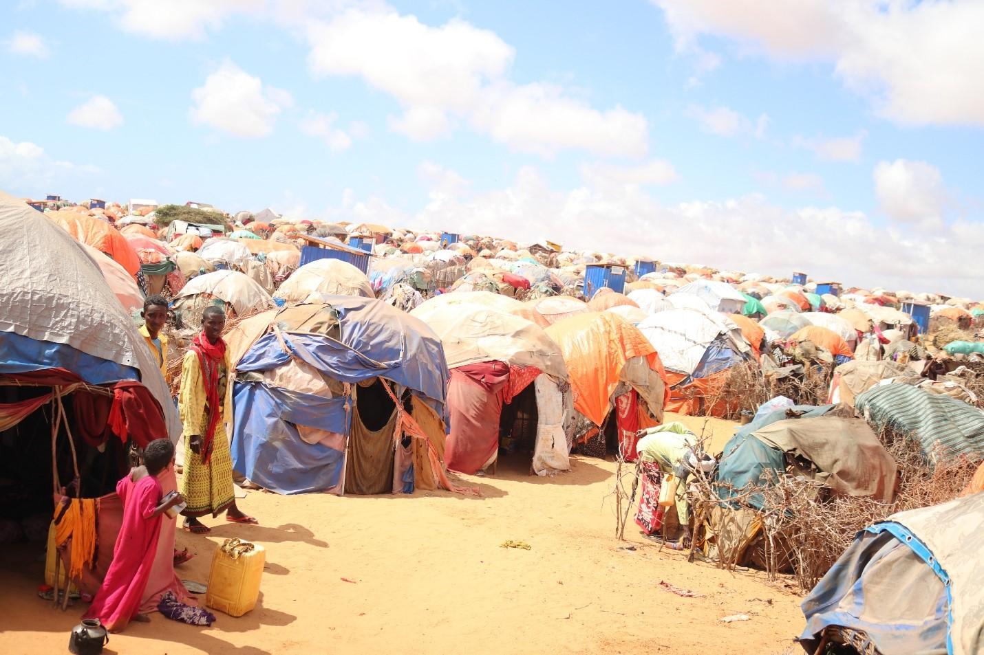 Aus Altkleidern gebaute Hütten in den Lagern von Luglow bei Kismayo. Zehntausende kamen auf der Suche nach Nahrung hierher. Foto: LWB/G. Gudina