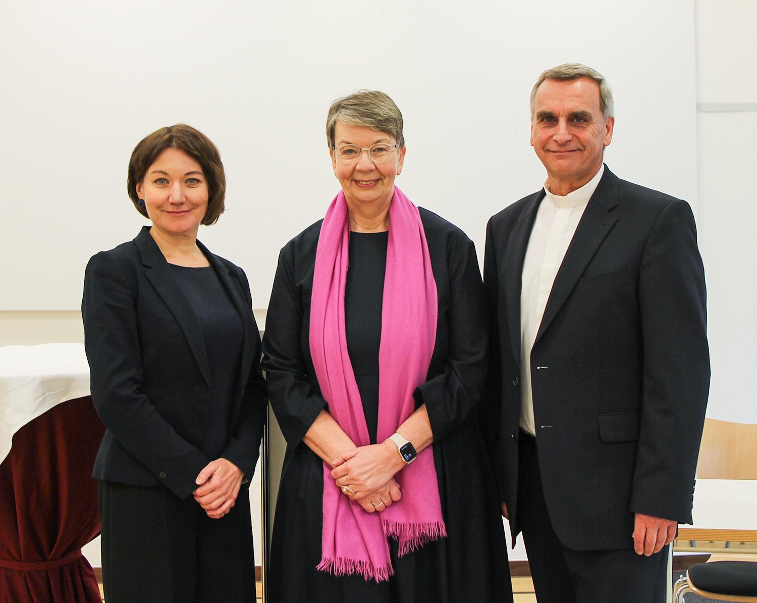 LWF General Secretary Anne Burghardt together with the Chairperson of the GNC/LWF, Leading Bishop Kristina Kühnbaum-Schmidt and Vice-Chair Oberkirchenrat Michael Martin. Photo: GNC/LWF/A. Weyermüller