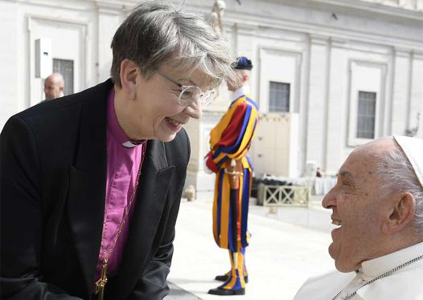 The bishop also spoke with Pope Francis after the general audience. Photo: Vatican Media
