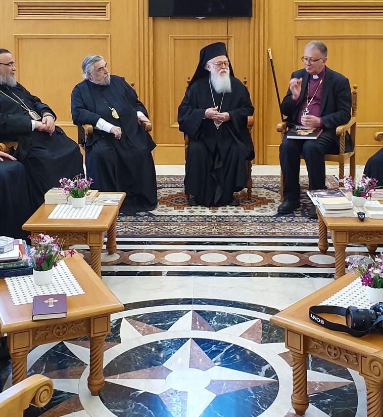 Mitglieder der internationalen lutherisch-orthodoxen Kommission bei einem Treffen mit Erzbischof Anastasios in Albanien 2019. Foto: N. Hoppe