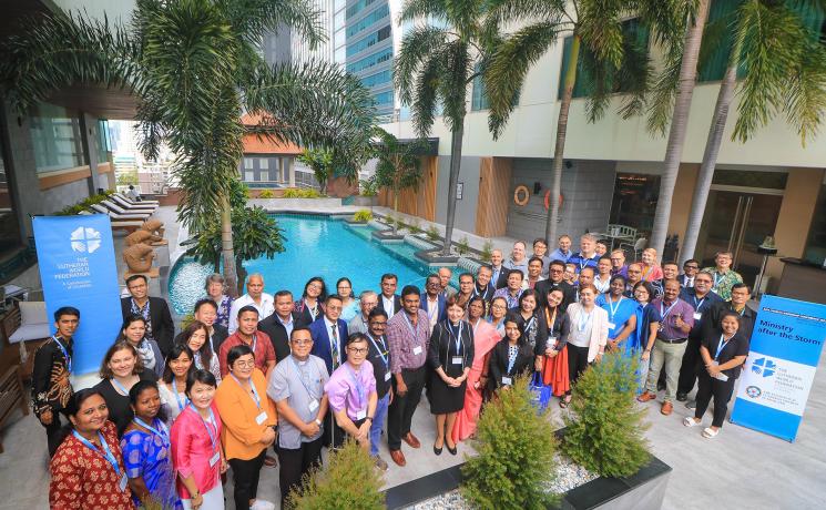 Participants in the Asia Church Leadership Conference gather outside the conference venue in Bangkok, Thailand. Photo: LWF/J.C. Valeriano 