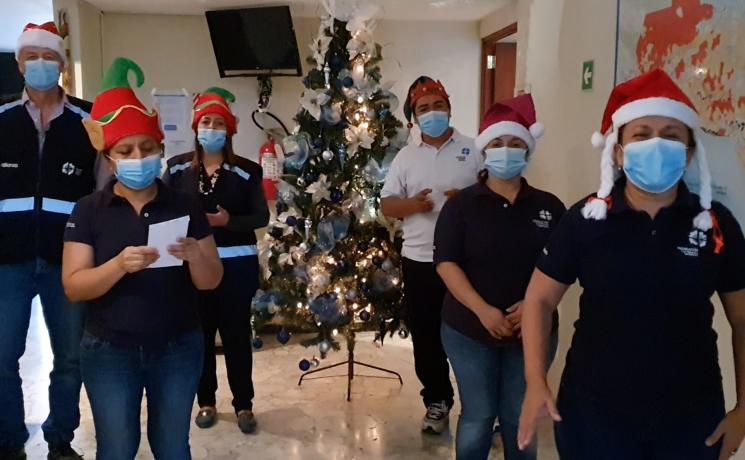 The LWF World Service Central America team, performing a hymn in the main office in San Salvador. Photo: LWF Central America