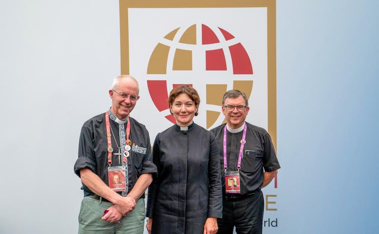 Anglican Archbishop of Canterbury Justin Welby with LWF General Secretary Rev. Anne Burghardt and LWF Assistant General Secretary for Ecumenical Relations Prof. Dirk Lange. Photo: Lambeth Conferenc/Richard Washbrooke 