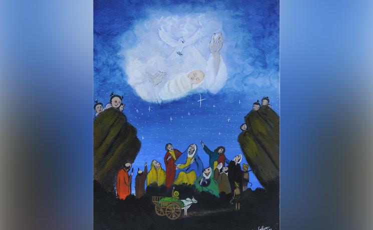 Painting by young Christian artist Swint Sanhtay for the Federation of Lutheran Churches in Myanmar.  