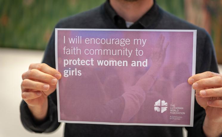 LWF staff support for the "16 Days of Activism Against Gender-Based Violence" campaign. Photo: LWF/S. Gallay